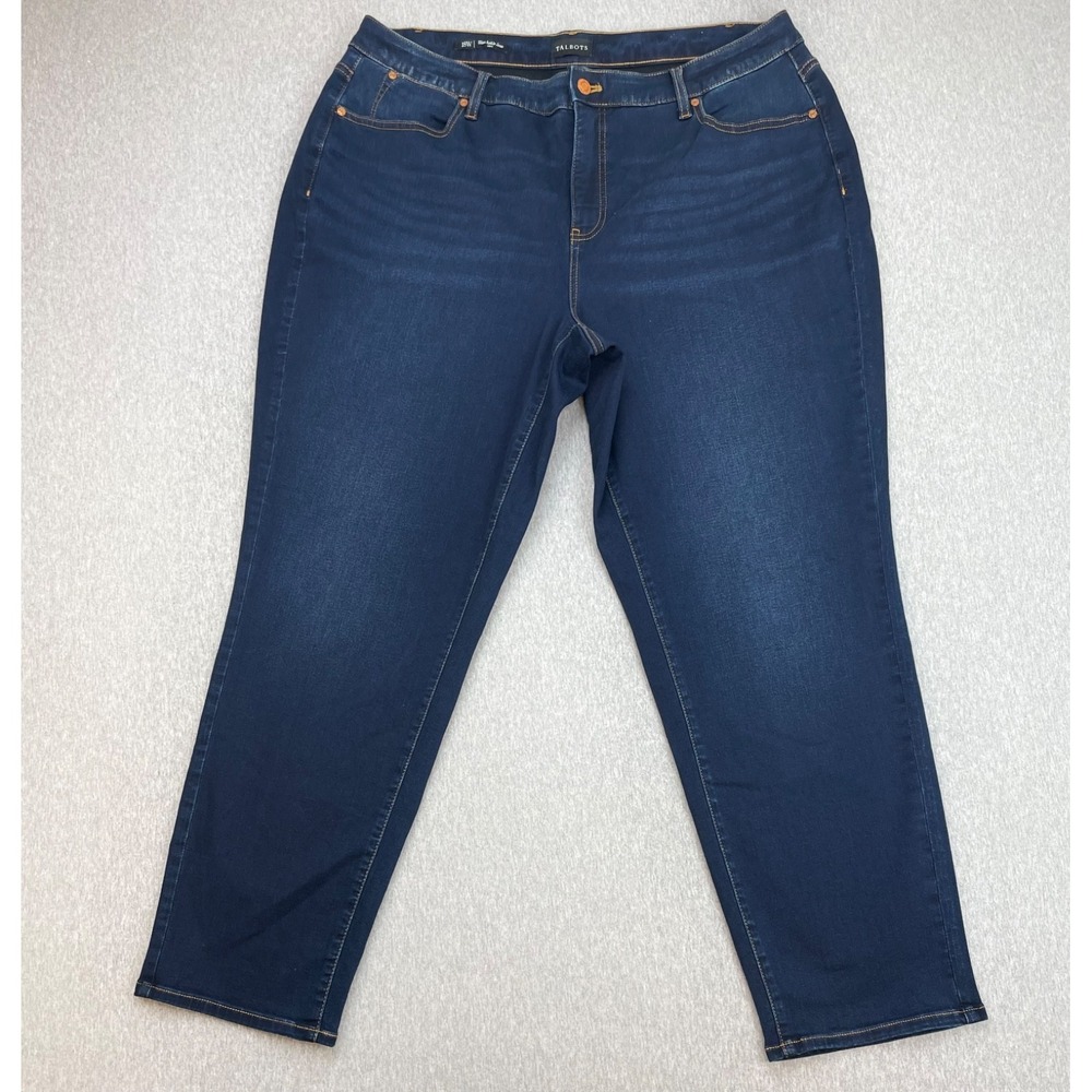 Talbots Jeans Womens 18W Blue Cotton Blend Stretch Slim Curvy Ankle